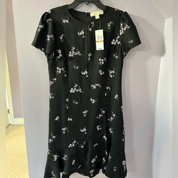 Michael Kors, Floral Embroidered Crepe Flounce Dress, BNWT Size Small - Picture 5 of 7